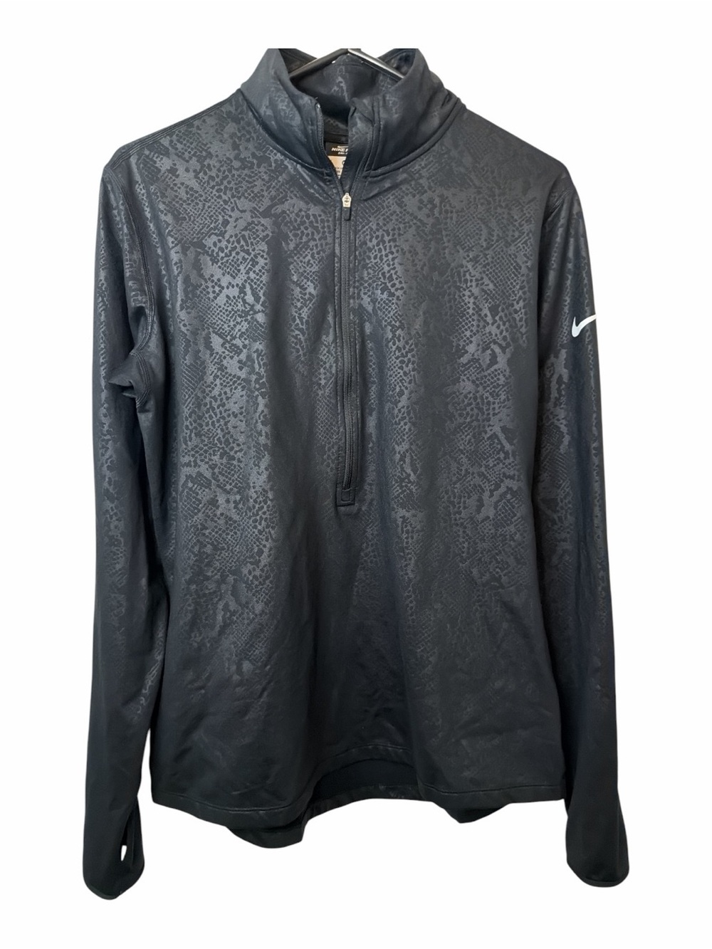 Nike Dri-Fit Black Snakeskin-Texture Half-Zip Pullover XL